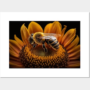 Bee on a sunflower #2 Posters and Art